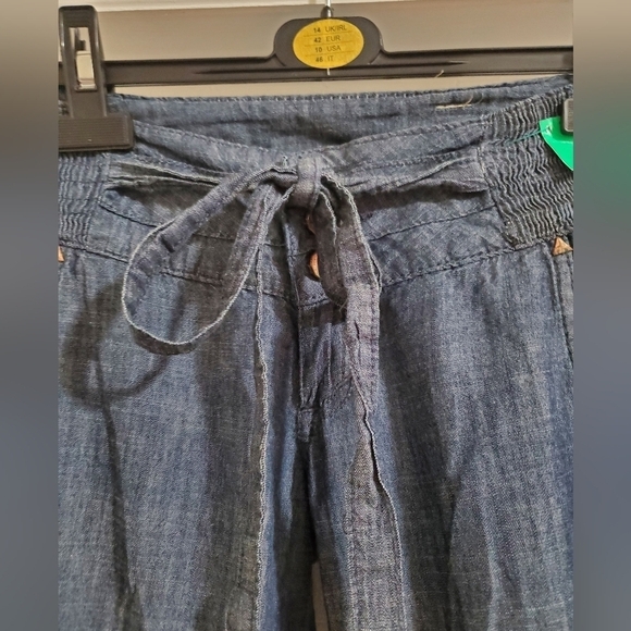 Style H Jeans Women Relaxed Fit Drawstring Linen Blend Denim Dark Wash Size Med - Picture 4 of 13